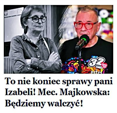 JohnPolluk's tweet photo. Waldemar Starowski.
„Była tak zaszczuta, że bała się wychodzić z domu” - mówi o śp. Izabeli Majewskiej jej adwokat, mec. Majkowska. Mimo śmierci kobiety, prawniczka zapowiada walkę o jej uniewinnienie. https://t.co/Y1Vr0CAgVZ