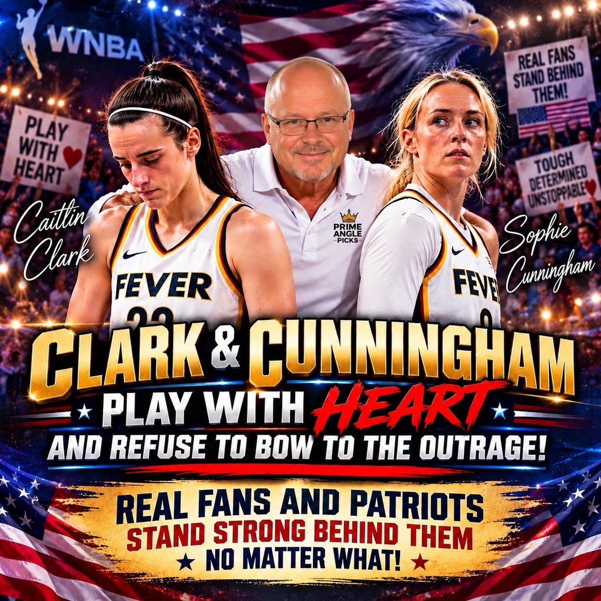 PRIMEANGLEPICKS's tweet photo. The Fever should recognize how much these two mean to the team and its fans. Keeping Caitlin and Sophie together would help preserve the energy, passion, and fight that make Indiana so exciting to watch. Through the wins, the losses, and all the noise, their fans will continue standing proudly behind them. 🇺🇸🏀💪