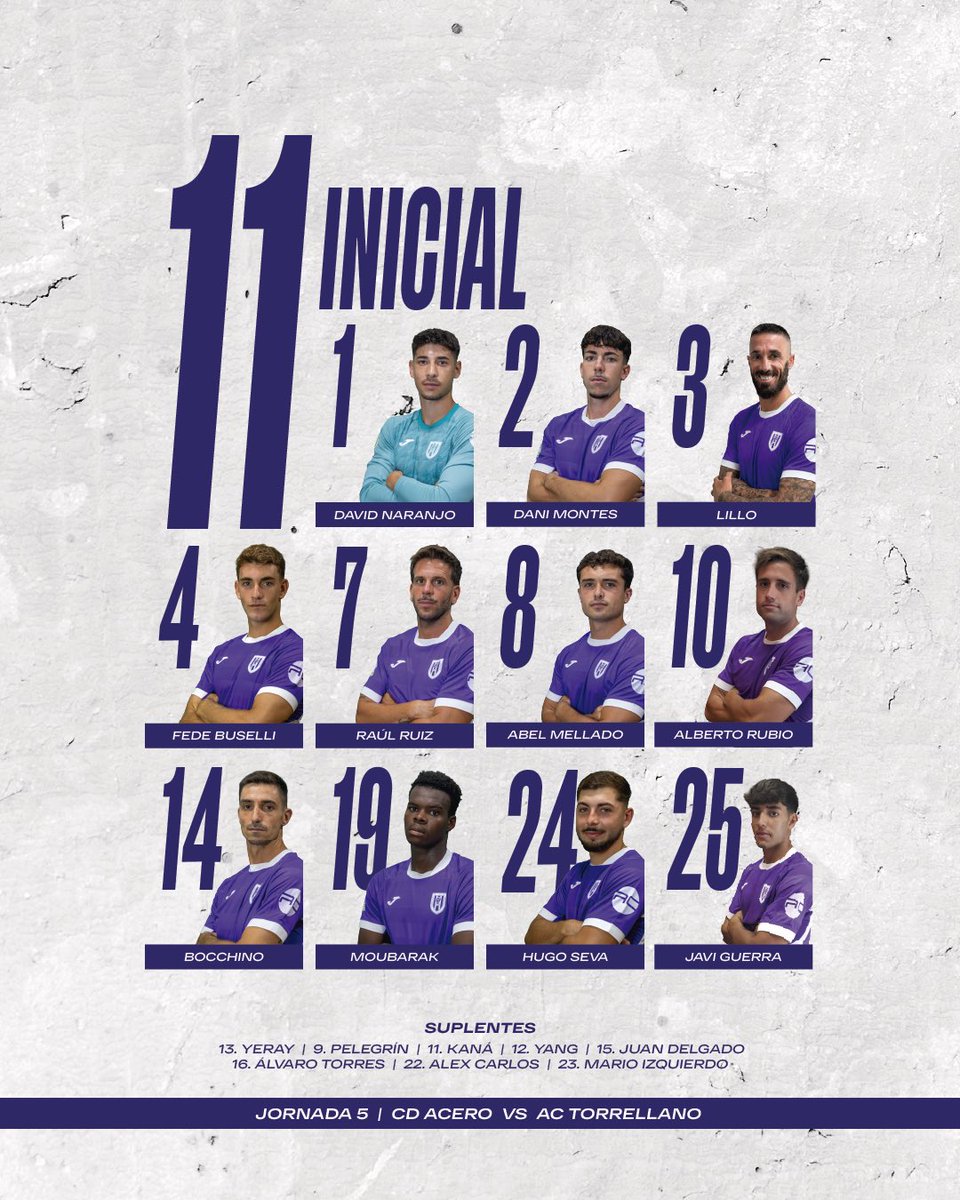 actorrellano's tweet photo. 🟣 11 INICIAL |  Preparados para una nueva batalla. ¡Vamos Torrellano!

#ACTorrellano | #AceroTorrellano https://t.co/UNRYDBM7UI