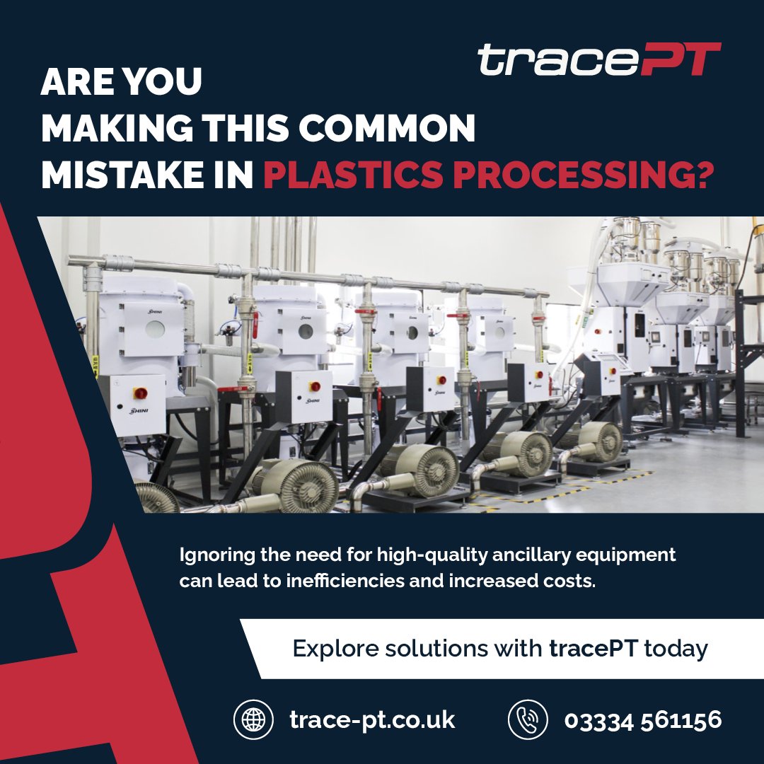 TracePT_UK's tweet photo. π« Donβt let poor-quality ancillary equipment slow your production.
Trace PT supplies reliable, high-performance equipment from trusted brands, helping reduce inefficiencies and keep operations running smoothly.
https://t.co/C7YD6SgBFW
#TracePT #PlasticsProcessing https://t.co/KvV3mXRBPo