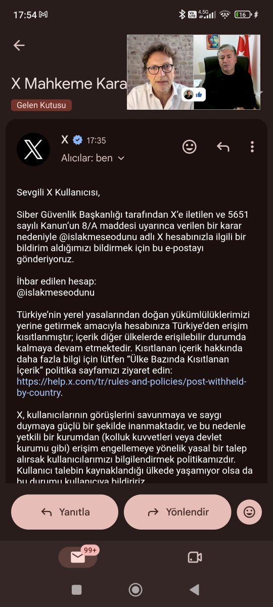 islakmeseodunu's tweet photo. Sıramız geldi. Yeni hesap açmam sanmıyorum. 
X, kullanıcılarının görüşlerini savunmaya ve saygı duymaya güçlü bir şekilde inandığı için erişim engellemeye yönelik yasal bir talep alınca sadece kullanıcıyı bilgilendirir. Böyle de yavşaktır. https://t.co/9OdLgRFFu6