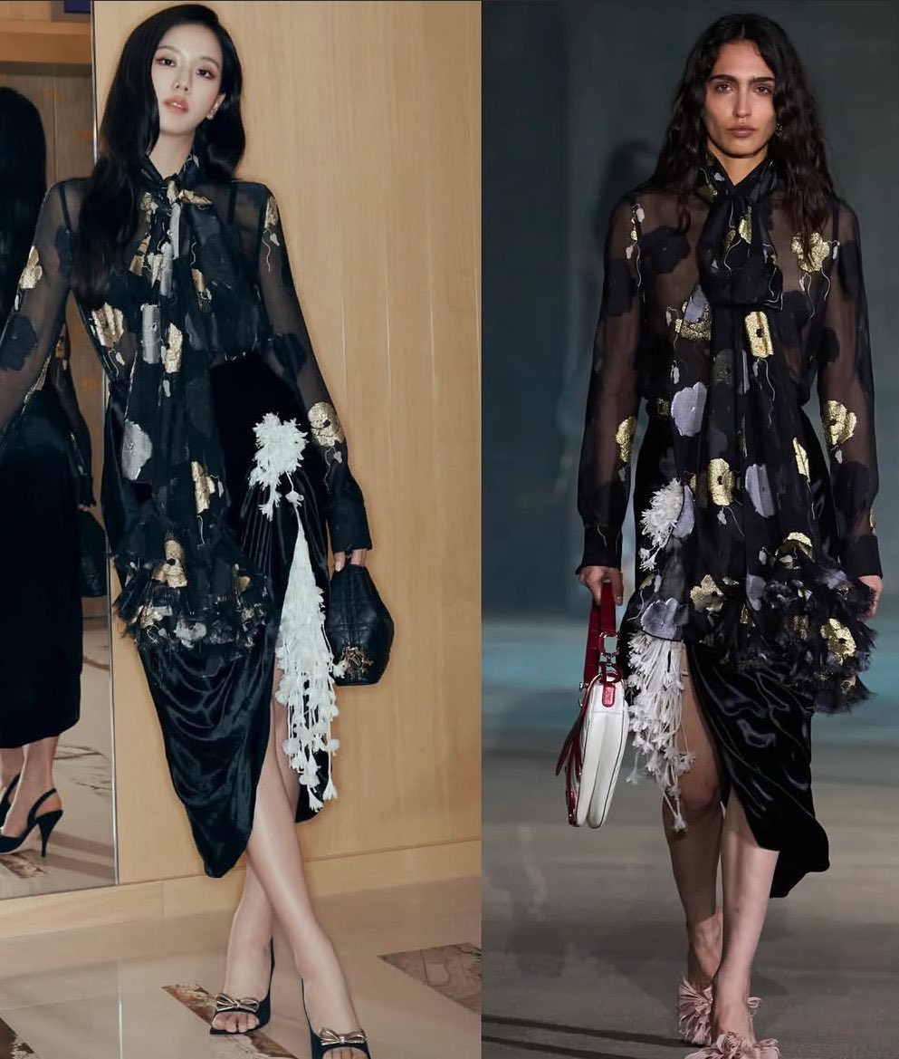 soowhat____'s tweet photo. One thing about Jisoo, she and the model give justice to the dress they never outmog each other. https://t.co/e5QuZHQkqm