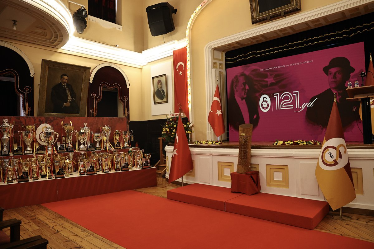 GalatasaraySK's tweet photo. Kulübümüzün Ali Sami Yen ve arkadaşları tarafından kuruluşunun 121. yıl dönümü kapsamında törenler gerçekleştirildi.

🔗 https://t.co/pH8PbLvFWd https://t.co/TAInMeSEEO