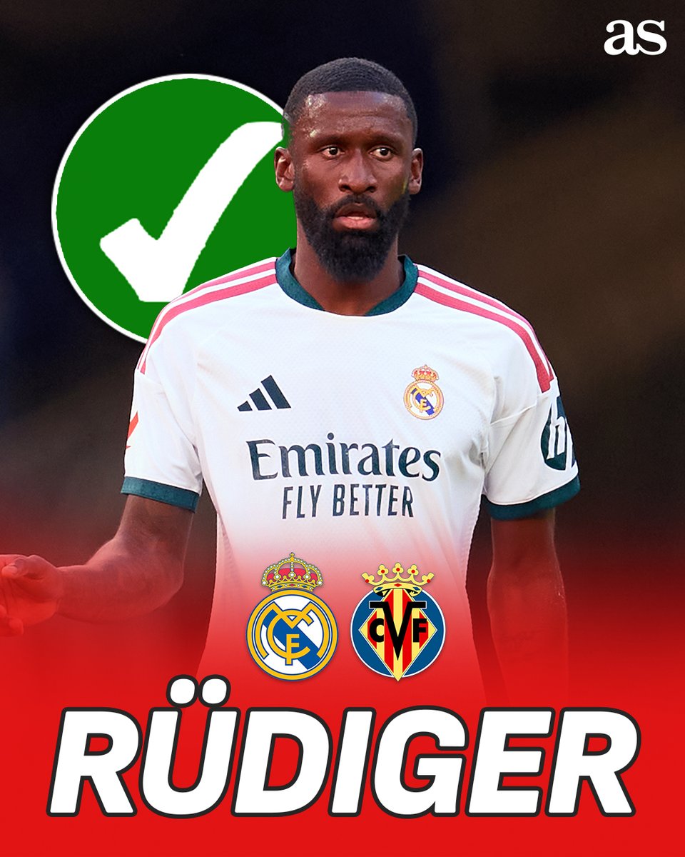diarioas's tweet photo. 💥 ¡El Madrid solo tiene disponible a Rüdiger como central para afrontar el partido contra el Villarreal! https://t.co/vn1OMeZOmR