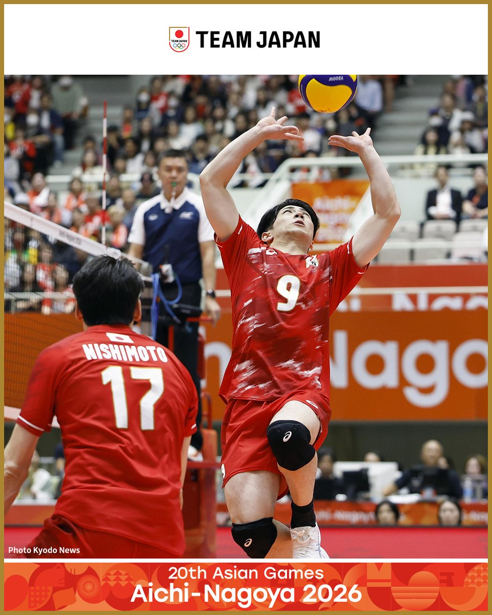 TeamJapan's tweet photo. ◤ 📸TEAM JAPAN Shots #愛知名古屋2026 ◢

🏐バレーボール
男子 決勝

#TEAMJAPAN はイランに1-3で敗れ、
銀メダルを獲得しました🥈🇯🇵

@JVA_Volleyball
 #ともに一歩踏み出す勇気を

愛知・名古屋アジア大会はTBS ▶︎ @TBS_TV_S1 https://t.co/ke7HX8WtqN