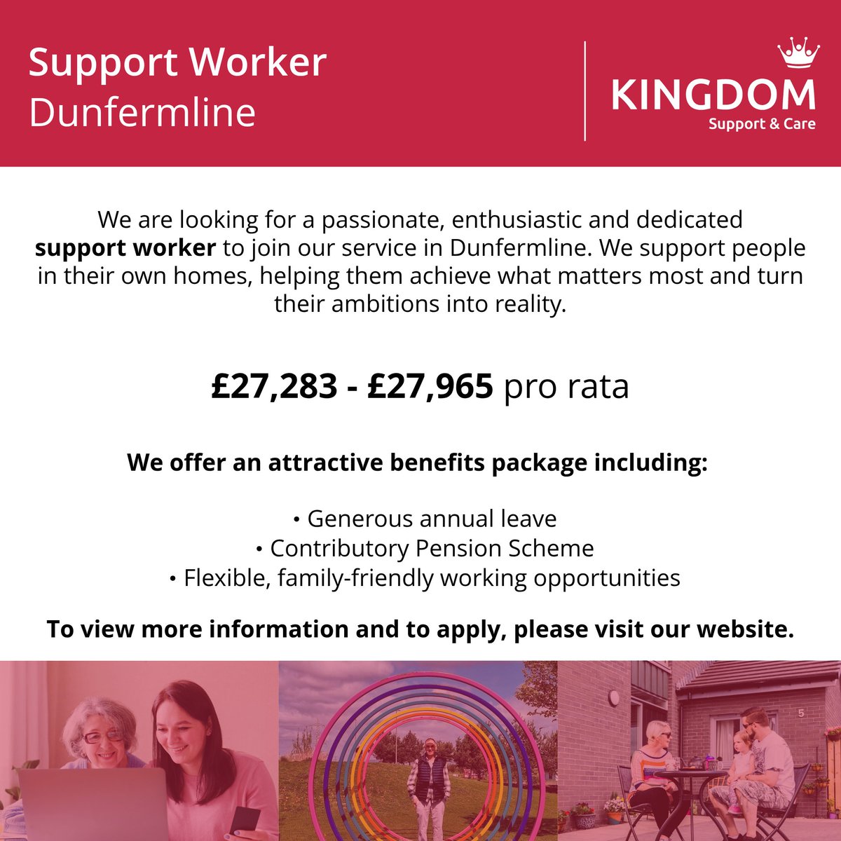 SupportKingdom's tweet photo. 🚀 We're hiring a Support Worker in Dunfermline!

💰 £27,283 – £27,965
🕒 39 hours 
✨ Employee benefits platform
✨ Generous annual leave

Apply: https://t.co/j7mPkbqRcb 
Closes: 25/10/26

To find out more, call 01592 632577 or email employeelifecycleteam@kha.scot https://t.co/dDFI1Djbw4