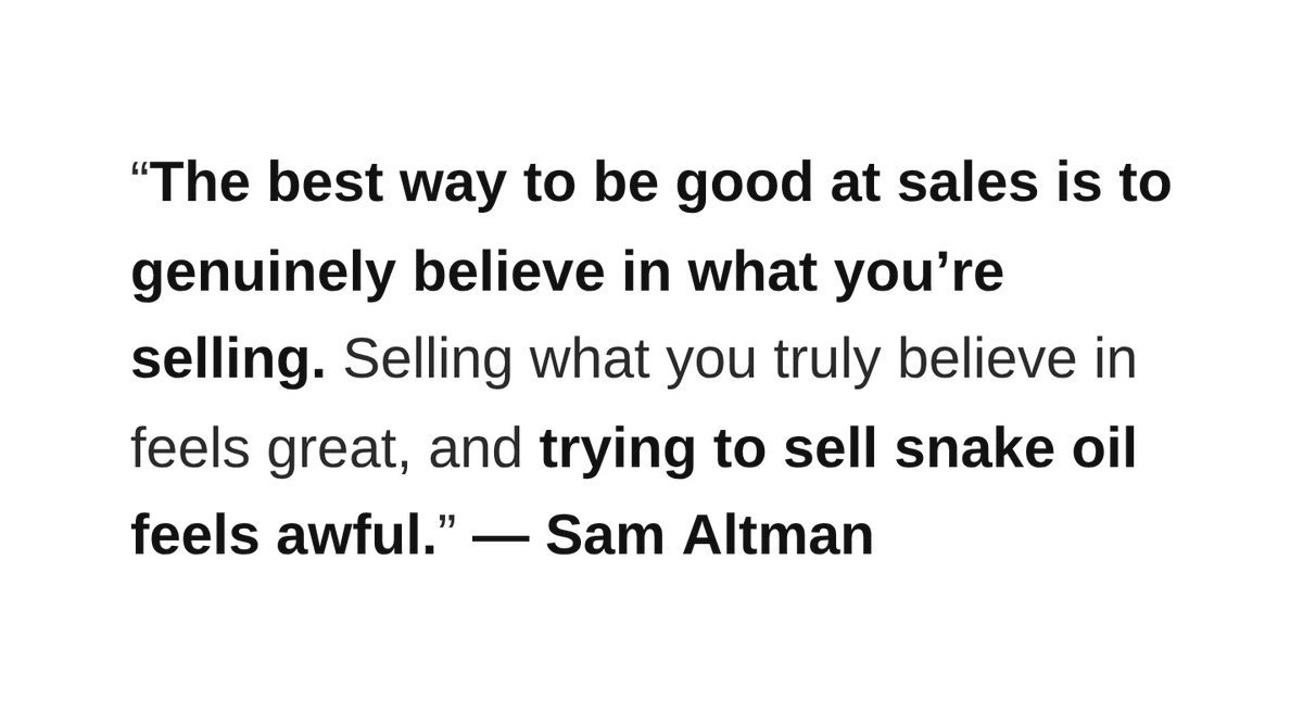 StartupWisdom_'s tweet photo. Sam Altman on how to get good at sales: https://t.co/oQlj8K5pn9