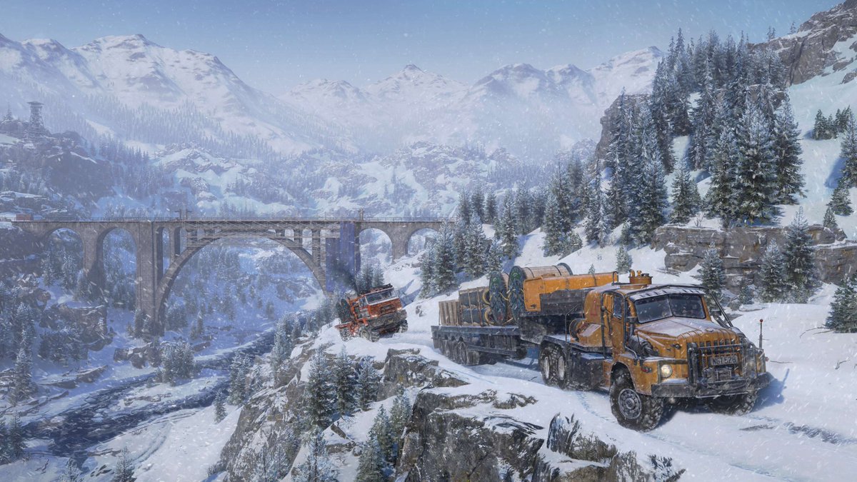 PlaySnowRunner's tweet photo. Here’s an early surprise for you, Runners! 🎁

Take a first look at the SnowRunner Season 19: Research &amp; Restore loading screens, taking you straight to Switzerland. 
You can almost feel the cold just looking at them, right? ❄️ https://t.co/8NejgAP7VP