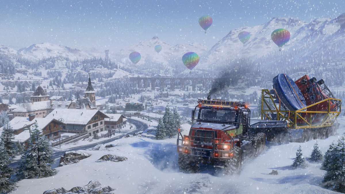 PlaySnowRunner's tweet photo. Here’s an early surprise for you, Runners! 🎁

Take a first look at the SnowRunner Season 19: Research &amp; Restore loading screens, taking you straight to Switzerland. 
You can almost feel the cold just looking at them, right? ❄️ https://t.co/8NejgAP7VP