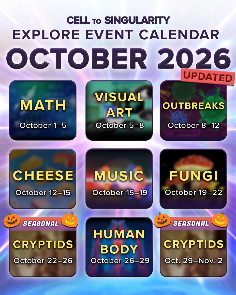 ComputerLunch's tweet photo. ‼️UPDATE: Explore Events for the last week of October have changed.

We want to make sure that players have as much time as possible to complete the limited time event Explore: Cryptids. Enjoy its double feature later this month. Stay spooky! https://t.co/i03kKKZm78