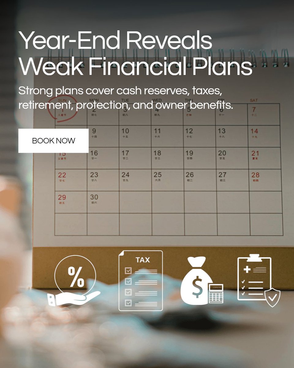 MarcoPalum's tweet photo. Year-end planning should cover three essentials:

Cash flow. Tax moves. Protection.

Before December, make sure your plan covers all three.

Book a free consultation.

https://t.co/xPSoSy4Ux0 https://t.co/mtfXCjR59m