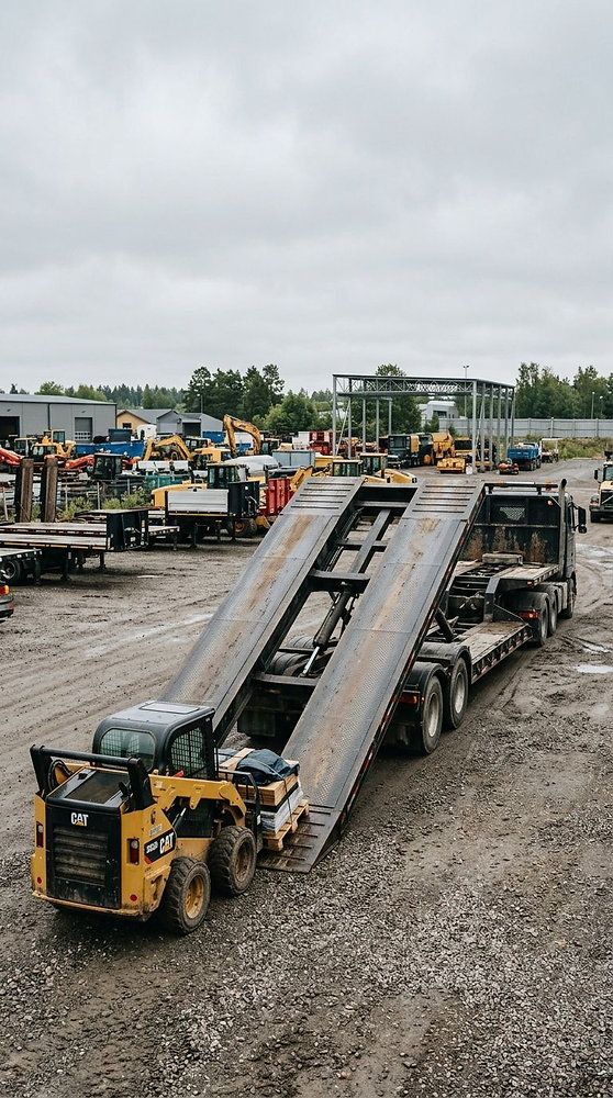 OpenDeckLoads's tweet photo. Loading forklifts &amp; wheeled machinery on step-deck trailers? Align ramps, confirm capacity, secure the load, and run pre-load safety checks. Full setup guide: https://t.co/uwqd6xRxOr #HaulSmart https://t.co/gr2QDQZyxK