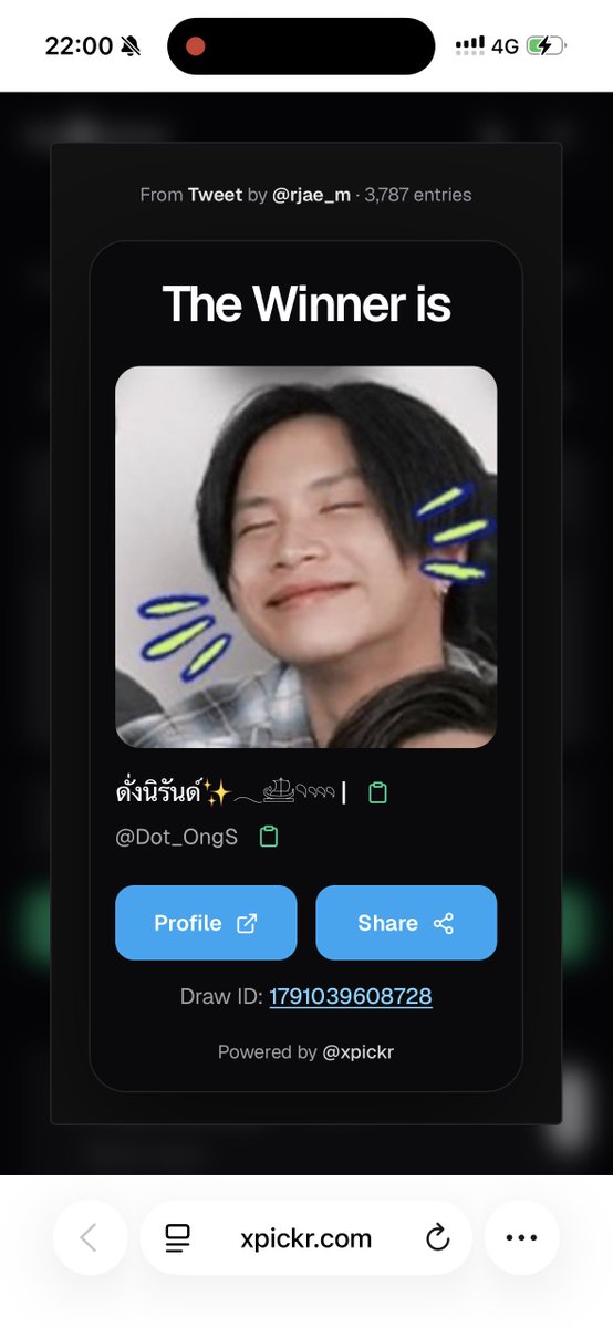 Rjae_M's tweet photo. สุ่มแล้วนะค้าา 
ยิ้มแป้นมาเลยนะ มุจั๋งง 
@Dot_OngS 

ยินดีด้วยนะคะ เค้า DM ไปนะคะ https://t.co/4F08oiggA3
