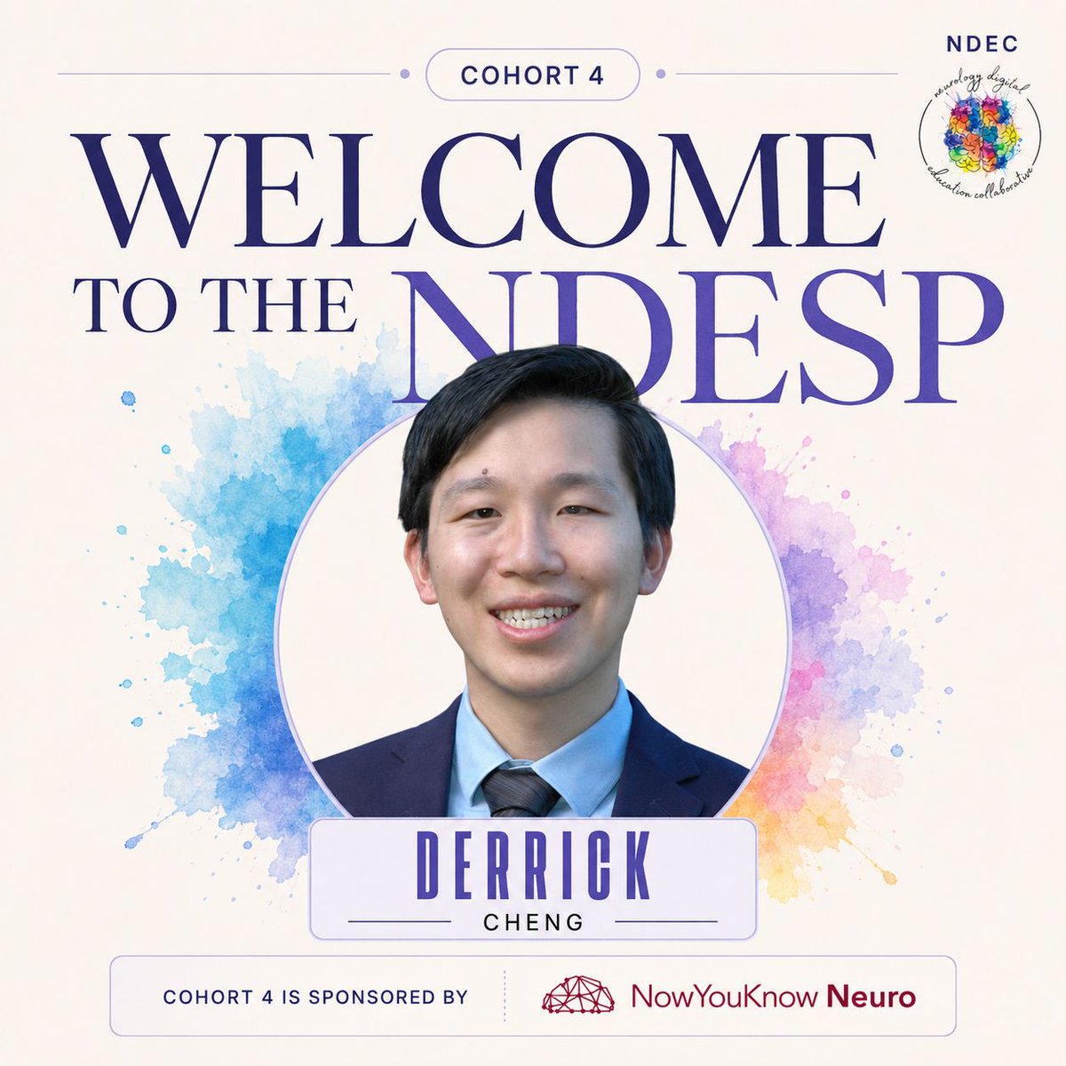 NDECinstitute's tweet photo. Welcome to Cohort 4 of the NDESP, Dr. Derrick Cheng! A neurointensivist in SF researching new tech for the neuro ICU, incl. non-invasive neuromonitoring. @DLChengMD #NDESP #MedEd
@nowyouknowneuro #NDEC #Neurology https://t.co/KrRkyUy1Ib