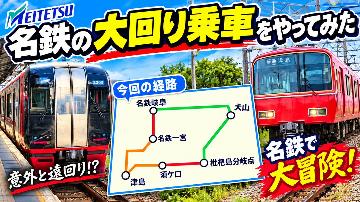37Memorial's tweet photo. 名鉄の大回り乗車をしてみた！！
今回は名鉄岐阜～犬山までの道のりです。
https://t.co/CPuUgVDLl4 https://t.co/ug2LIjTFVD