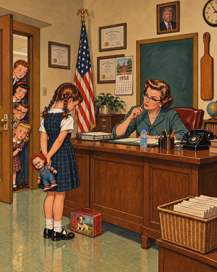 666FreedomRing's tweet photo. A normal day at school in 1958s!

Something doesn't belong here!
Only Eagle eye can spot it!  
Can you? https://t.co/E3QnPQtvaN