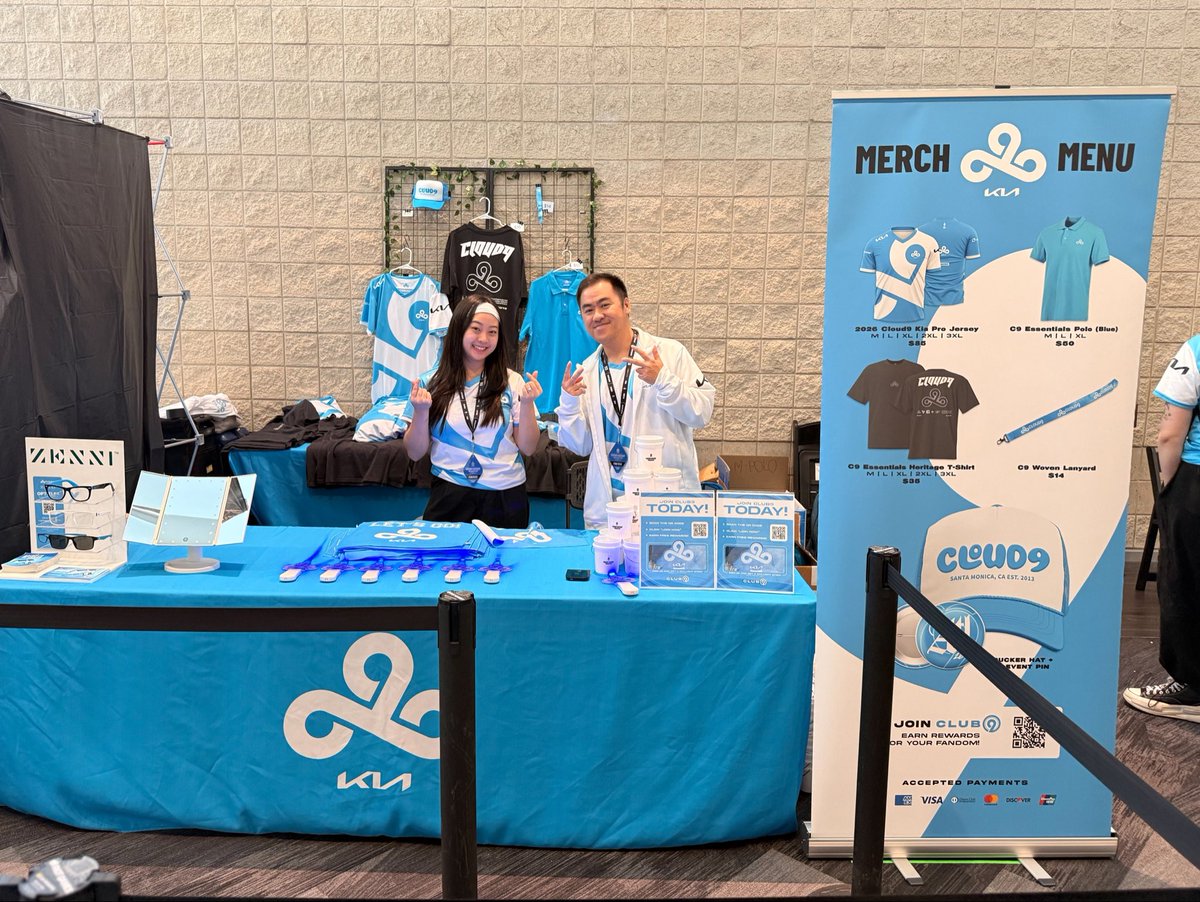 C9LoL's tweet photo. DOORS ARE OPEN! 🎉

Stop by the Cloud9 Kia Rally Point Booth for Merch, Freebies, Photo Booth and MORE! https://t.co/lCu3eLc25x