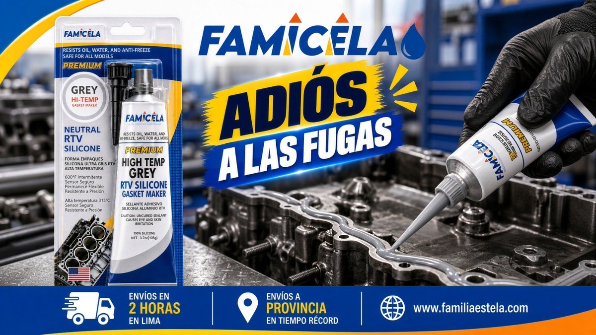 famicela's tweet photo. 💜 #MesMorado en Lima. 🔧 En el taller, apuesta por prevención: Silicona RTV Premium FAMICELA para formar juntas en aplicaciones automotrices. Hasta 315 °C intermitentes. 
🚚 Perú | ⚡ Lima: 2 h
#SeñorDeLosMilagros #SiliconaRTV #FAMICELA https://t.co/vYHHUgSFkc