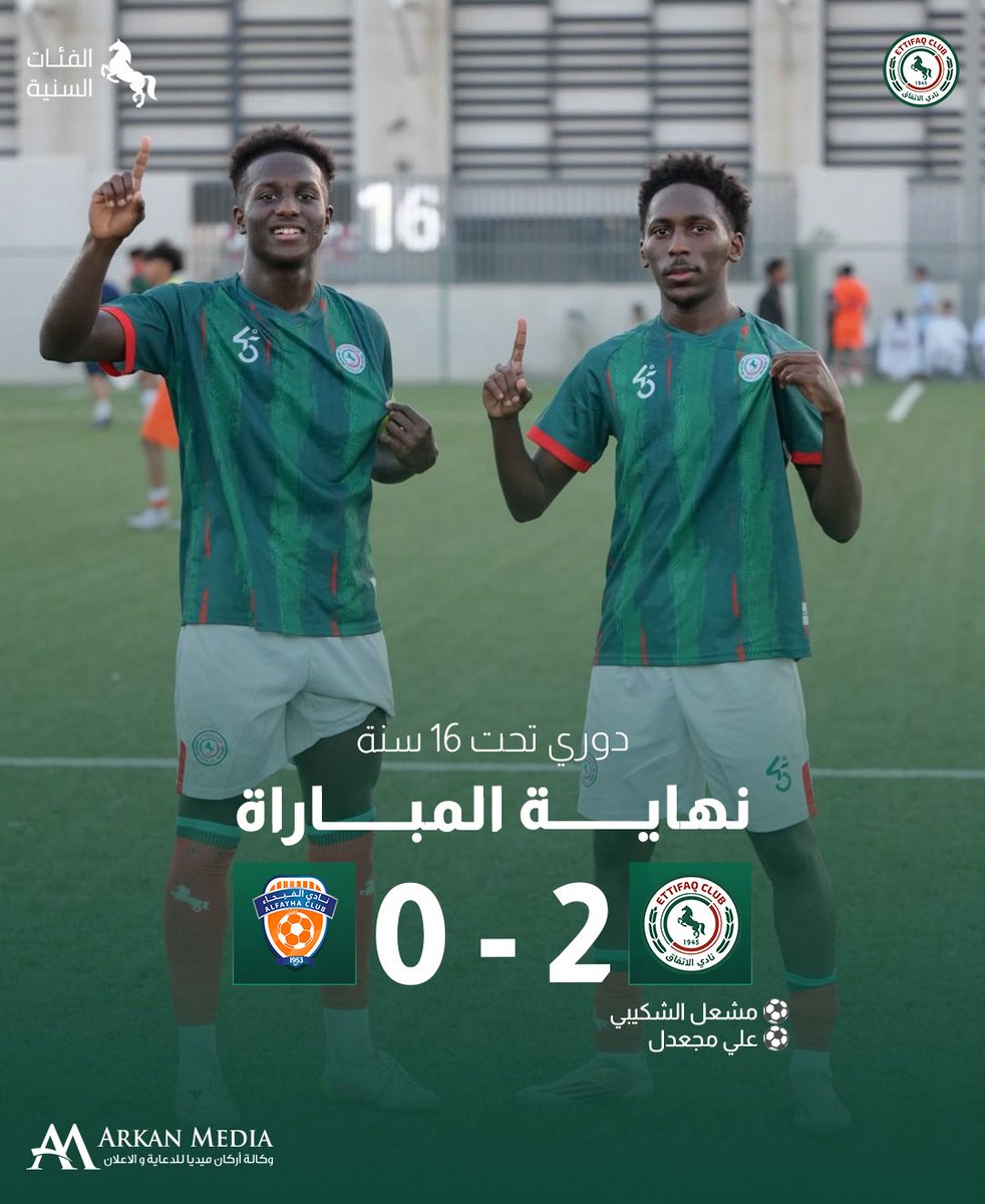 EttifaqSa's tweet photo. النواخذة ينتصرون بثنائية نظيفة 🤩👏

#فئات_الاتفاق_السنية💚❤️ https://t.co/SibWyPrz49