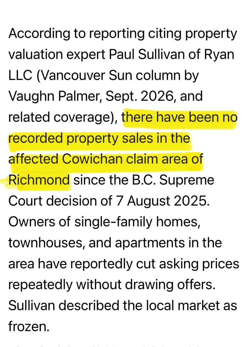 JimMcMurtry01's tweet photo. Value of homes in area of Richmond awarded to Cowichan band is effectively “zero.” https://t.co/Yg2wz6YwyW