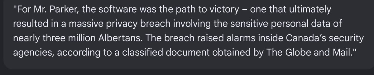 JasonOnTheDrums's tweet photo. #ableg

3. OUR DATA IS EXPOSED!

Separatists used a foreign data-mining engine to trigger a CATASTROPHIC privacy breach, exposing the sensitive data of 3,000,000 Albertans!

Canada’s national security agencies had to flag this classified threat

They weaponized your private life! https://t.co/xVRrHgfsrT