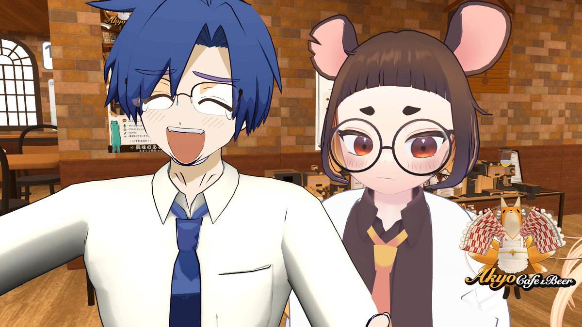pinetailvrc's tweet photo. #VRBarやどかり さん、10月は #AkyoCafeAndBeer のワールド！NPCのAkyoが闊歩するかわいいワールドでわいわいしました～。yuwaさんの自作のラテアートもめっちゃすてき！ https://t.co/wOW1h3Xl3o