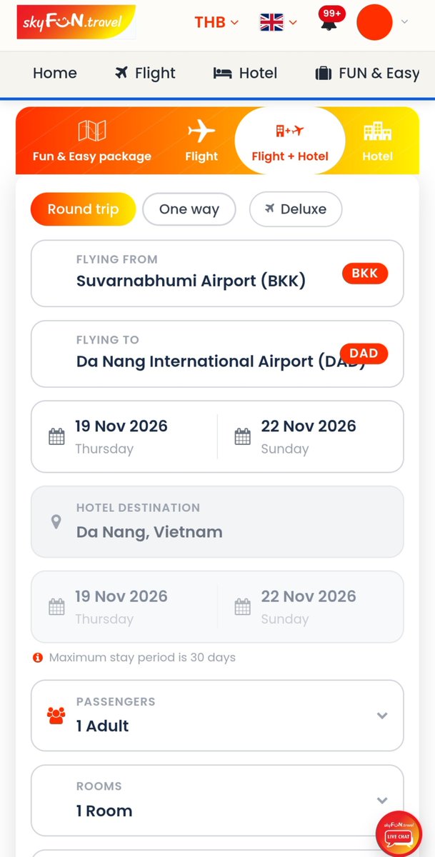 SkyFunTravel's tweet photo. 🆕 feature ใหม่ ‼️ Flight + Hotel แบบปรับแต่งได้เองตามใจ combo ตั๋ว Vietjet กับโรงแรมพันธมิตรทั้งในและต่างประเทศ
🧡 คนเดียวก็เที่ยวได้ หลายคนก็ยิ่งคุ้ม 
🧳แถมโหลดกระเป๋า 20 กก.
🧡 เลือกจำนวนวันได้ เลือกเวลาเที่ยวบินได้
⚡ confirm ตั๋วโรงแรม ทันที❗

✈️ กด https://t.co/TrWZ44VWNr https://t.co/MxIS1uBIId