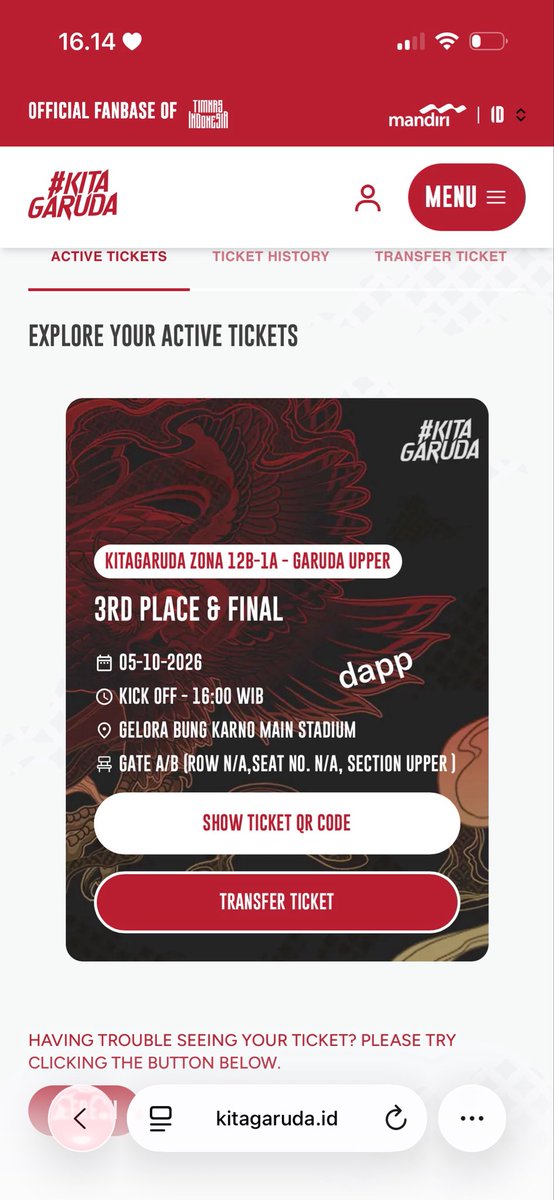 shdvjn's tweet photo. WTS Garuda Upper 1 tix
#wts #timas https://t.co/oiTd3nH3WK