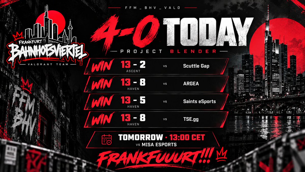 FFM_BHV_VALO's tweet photo. Went 4-0 today with our insane mix (best german mix)

Tommorrow we'll face @misaesports at 13:00 CET.

FRANKFUURT https://t.co/qrBXoygOrQ