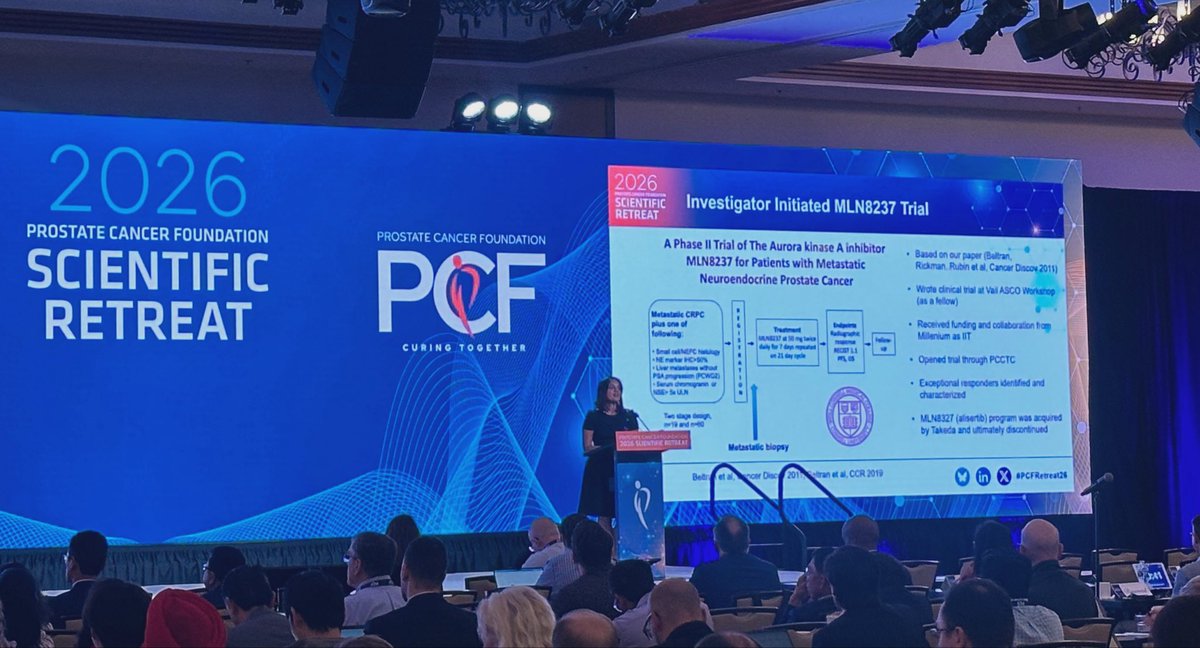 PCFnews's tweet photo. Dr. Himisha Beltran of @DanaFarber Cancer Institute takes the stage at #PCFRetreat26 to spotlight the power of academic-industry partnerships to drive innovation, accelerate discovery and bring new treatment approaches to patients faster. #ScientificRetreat https://t.co/KVbra5OfVQ