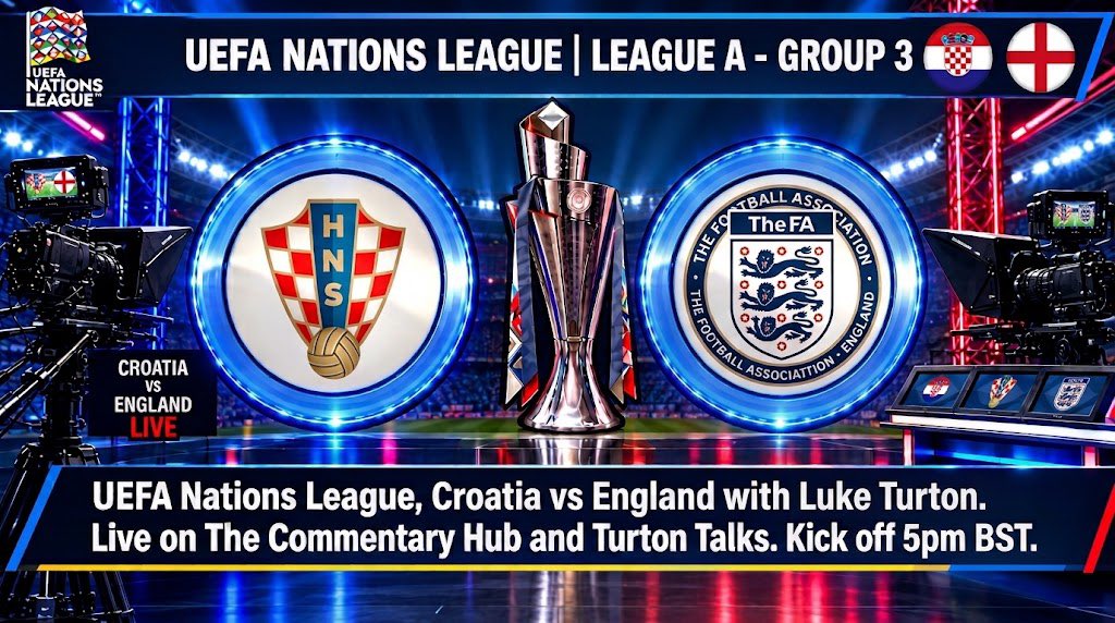 CommentaryLive1's tweet photo. First up in our double header this evening we bring you @England visit to Croatia, can Thomas Tuchels side add to Tuesdays win or will Croatia bounce back from defeat to Spain? Join @Luke18652110 live at 16.55 to find out https://t.co/k9xFWnTQsG