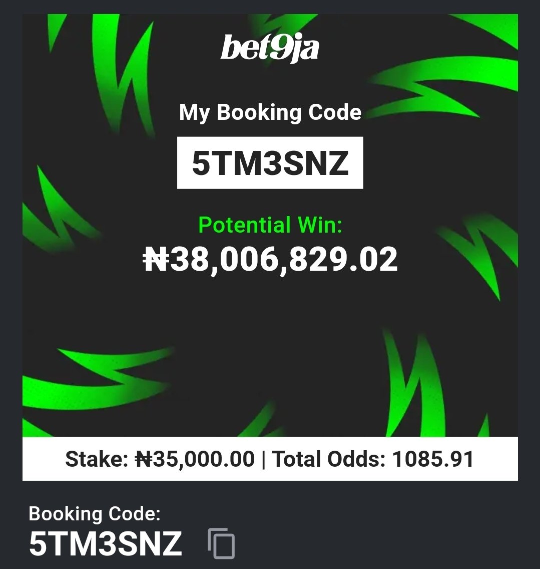 lekan_mark's tweet photo. 5TM3SNZ    7/7 💥 

#Bet9jaCode https://t.co/ObNsNlvTIw