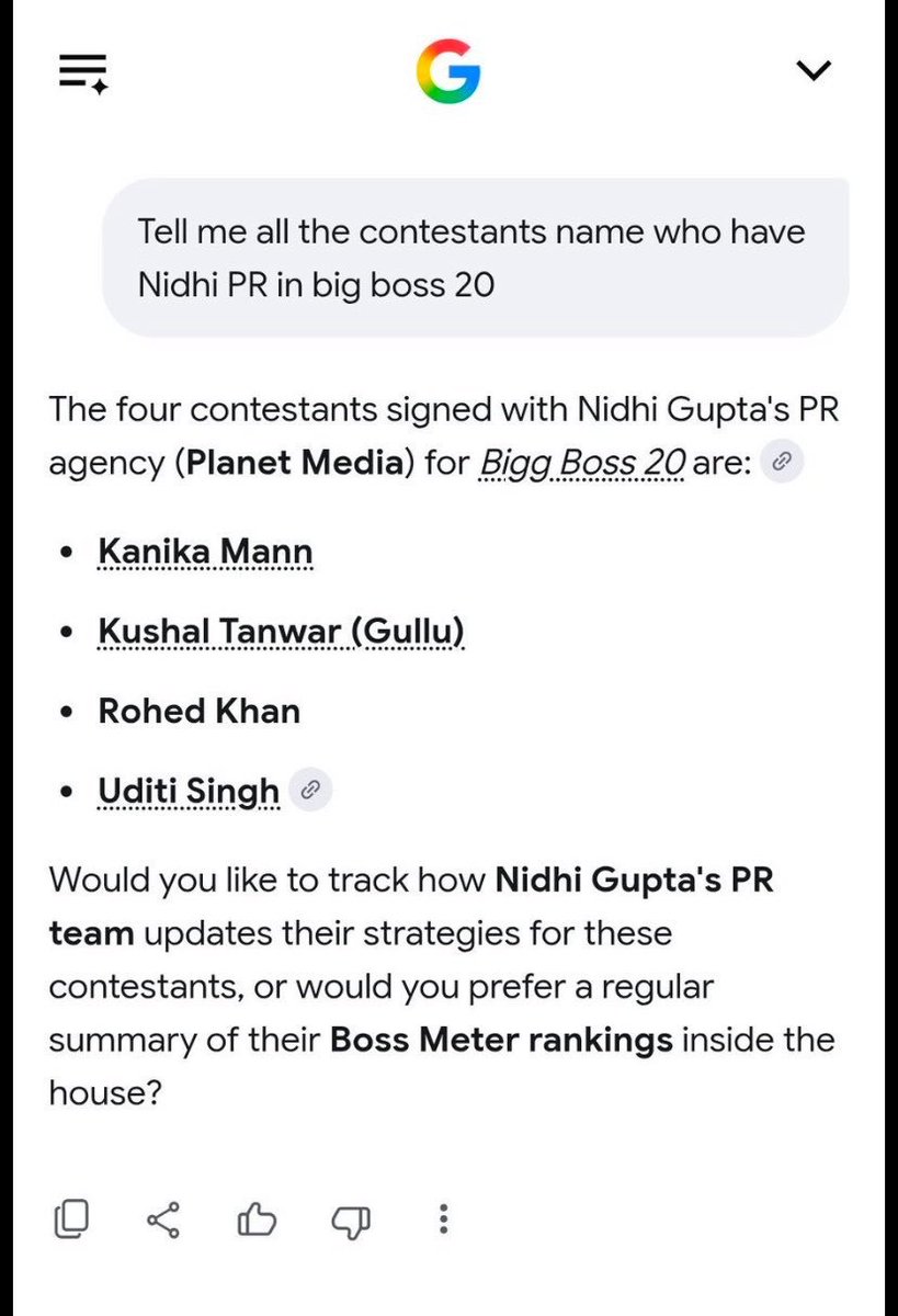 DipankarJo18390's tweet photo. Don't know whether it's true or not but Planet Pr is managing the very contestant whose hype is all because of ships. After Qazi, they have been instructed to move on to Gullu, because they share the same PR 🙂

Nidhi is truly sly as to how she gets her contestants to move ahead in the game....

#QaziTouqeer • #BiggBoss20 • #BB20