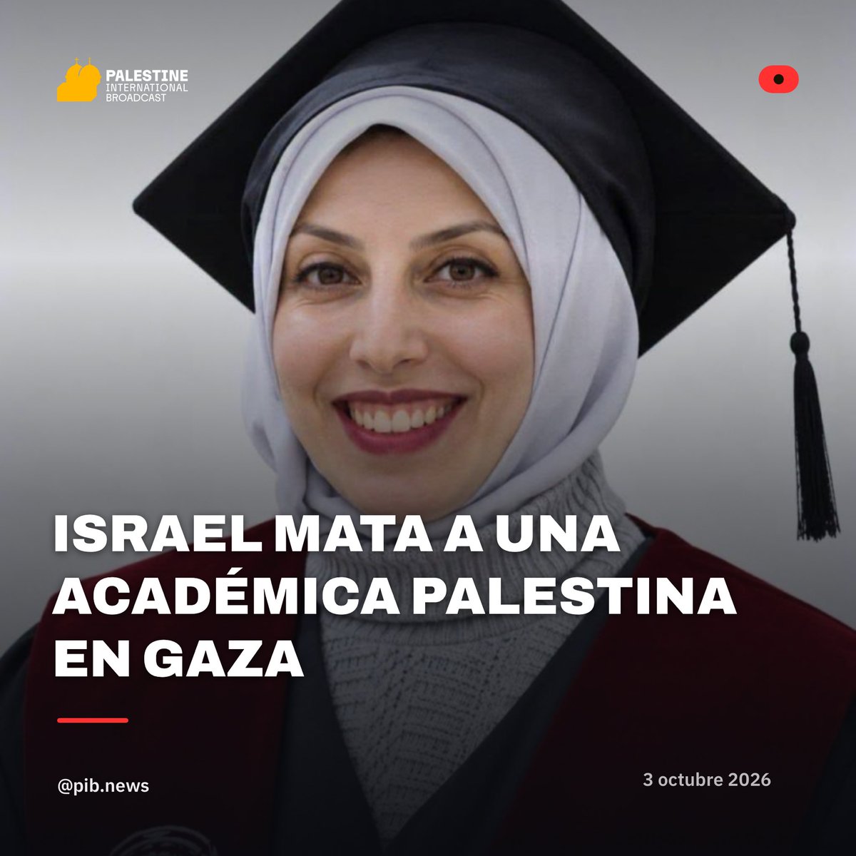 pbi_es's tweet photo. La doctora palestina Yasmin Khamis Al-Bobo, jefa del Departamento Multimedia de la Universidad de Palestina, murió anoche en un ataque aéreo israelí contra la ciudad de Gaza. https://t.co/CSpxtkbazK