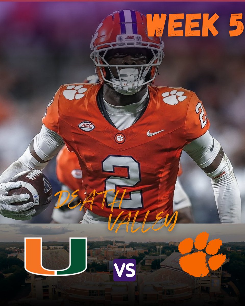clemsonfrtigers's tweet photo. 🚨Game Day Match très très très très compliqué
Week 5- CFB
🏟️ @ClemsonFB
🏠 @CanesFootball @THE_U_France 🆚 @ClemsonFB
⏰ Kickoff a 19:30 PM (Heure Locale )🇺🇸
➡️ 1H30 du matin en Belgique et en France 🇧🇪🇫🇷
📲 Live Tweet possible
#GoTigers #ClemsonFamily #ClemsonFB https://t.co/NTMqxyBtTK