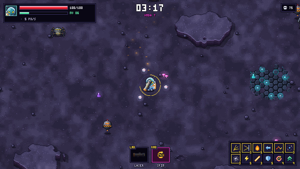 DanielSquareB's tweet photo. Hi! I'm Daniel, a solo game dev from Brazil 🇧🇷

I'm making Backfire Protocol, a pixel-art survivor-like where you can only move by shooting. Every laser blast launches you backwards 🛸

#screenshotsaturday #indiedev #godotengine https://t.co/AhMouavdDA