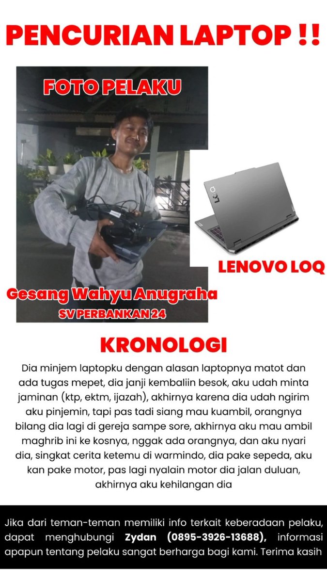 UGM_FESS's tweet photo. mohon dibantu karena pelaku gak cuma maling punya anak Perikanan, korbannya banyak kak🙏🏻 https://t.co/BPKNIyz0B8