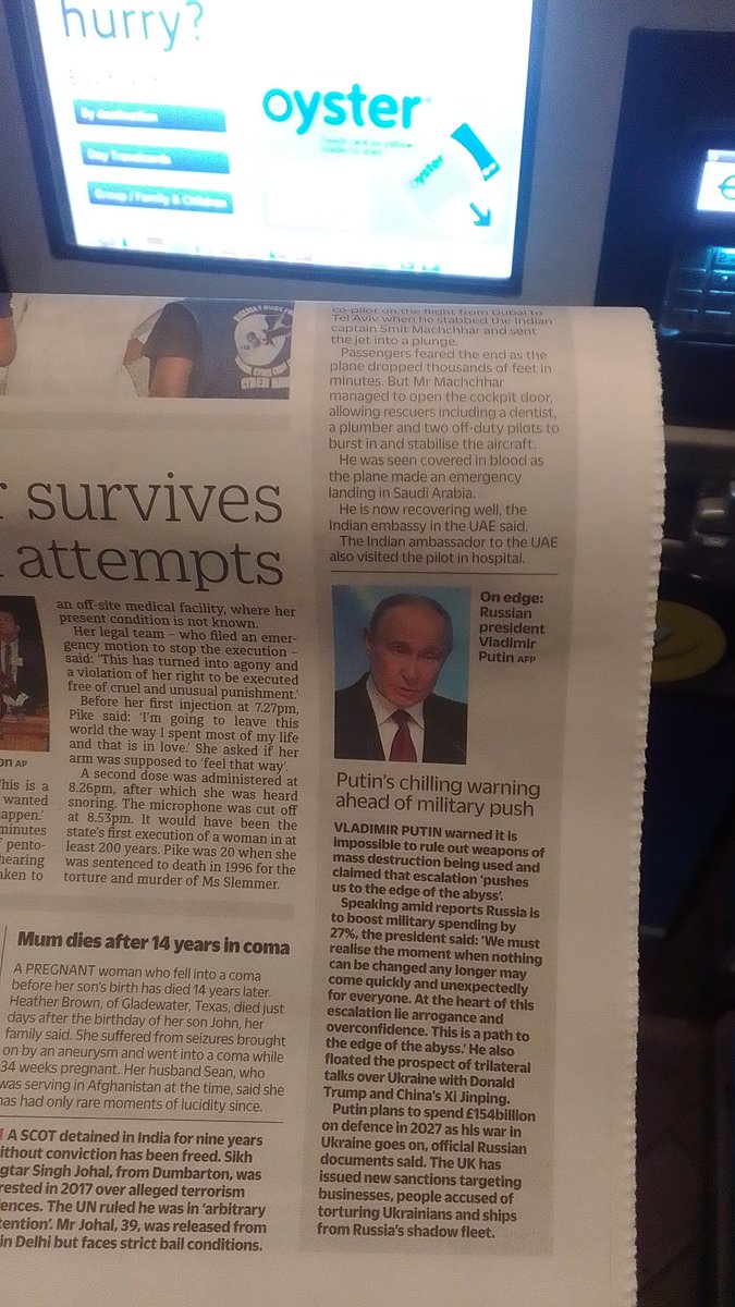 TrevorDevis's tweet photo. @JohnHealey_MP 'Metro' newspaper 02/10 This message is for you as I DON'T REGARD Mr Streeting as a Defence secretary. If you want to avoid this, then just behave yourselves, respond to Russia's actions, accordingly, but without talking publicly any bullshit about NATO superiority. https://t.co/GeBlhlDtA1