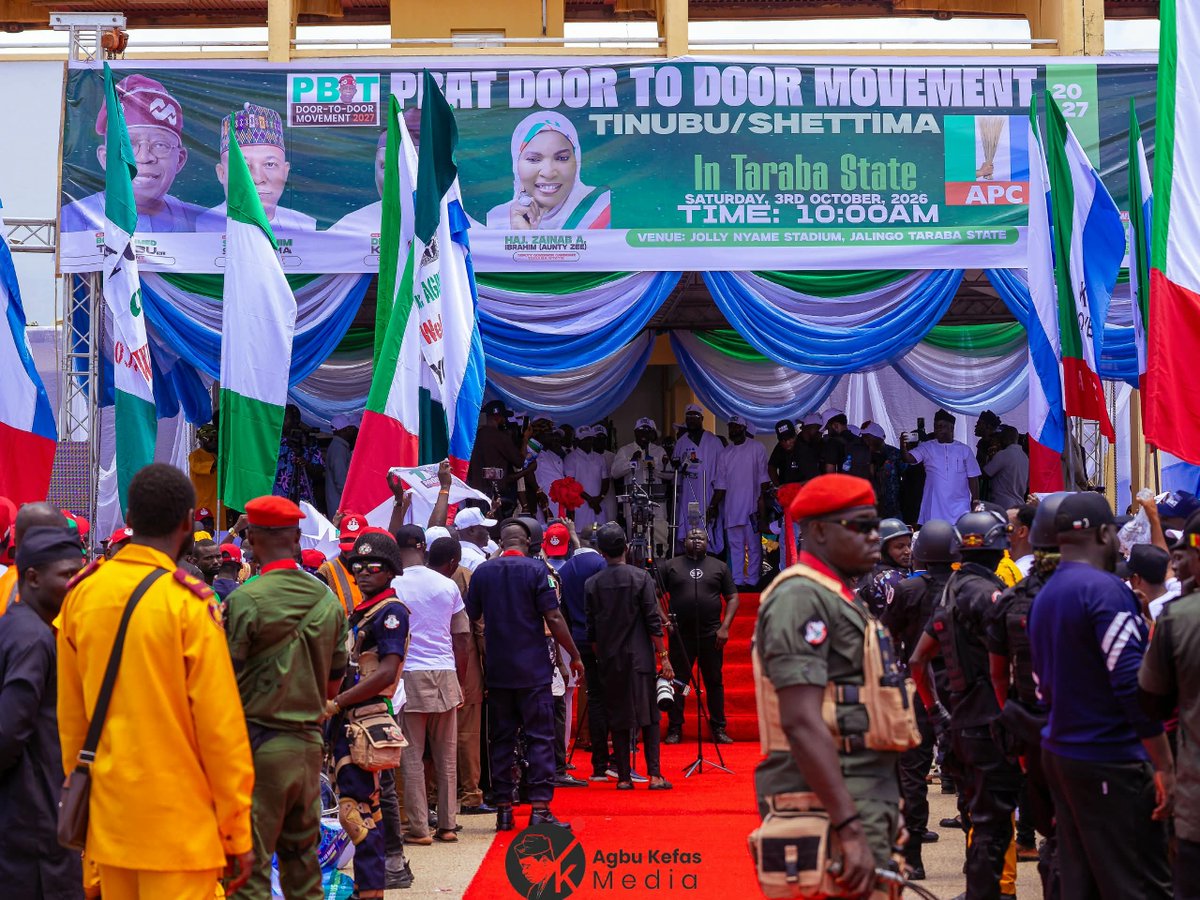 GovAgbuKefas's tweet photo. Today, the All Progressives Congress (APC) in Taraba State officially launched the Door-to-Door Movement, a grassroots mobilization drive for the re-election of President Bola Ahmed Tinubu and my own re-election bid.

We unveiled campaign vehicles for the movement alongside the representative of the Founder/Convener of the PBAT Door-to-Door Movement, High Chief Oweizide Ekpemupolo (Tompolo). He noted that the initiative is designed to coordinate and consolidate support for President Tinubu and all APC candidates across every polling unit ahead of the 2027 general elections.

The launch also provided an opportunity to reaffirm our commitment to attracting more development to Taraba and to implementing more pro-people policies when re-elected in 2027.

Taraba is fully ready for the Renewed Hope era. The choice remains clear — APC, from top to bottom.

#MovingForward
