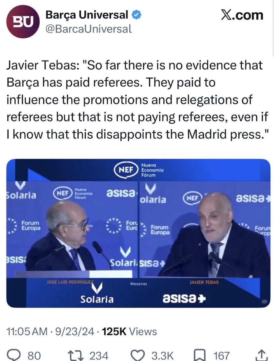 MadridSpot's tweet photo. Barca fans will look you straight in the eye and tell you this is neither corruption nor morally wrong.

Then, in the same breath, they’ll call their rivals corrupt by showing a few pre-VAR offside calls as if that were somehow evidence of corruption. https://t.co/TxHONffXmt