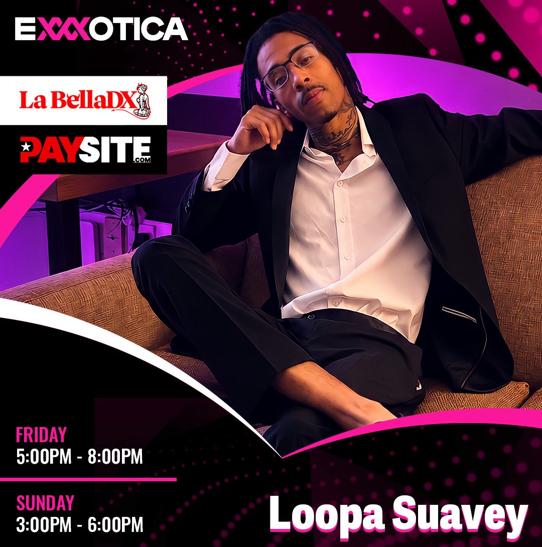 LoopaSuavey's tweet photo. 📍 EXXXOTICA NJ — you know where to find me. 😎🔥

Catch Loopa Suavey at the @Paysitecom booth with https://t.co/rVeEfykXpn all weekend! 🎥🔥

Friday | 5PM–8PM
Sunday | 3PM–6PM

Come say what’s up, grab a pic &amp; meet me in person. 😈📸 https://t.co/hHKdNoLtp2