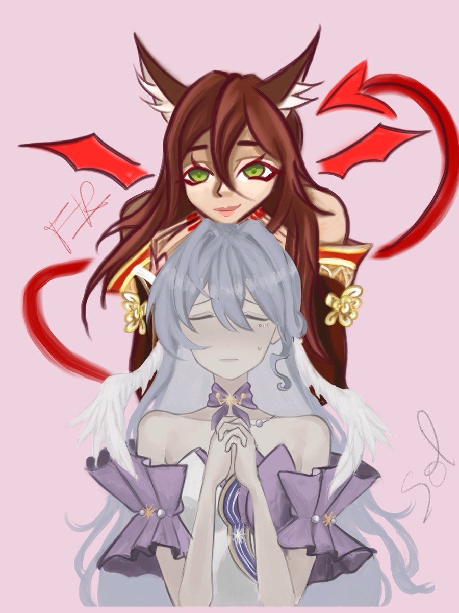 FloskaStuff's tweet photo. YAY MY FIRST COLLAB WITH AMAZING SOL @funeralpartys  
#artcollab #hsr #fugue #tingyun #robin https://t.co/PYzKdDPcr5