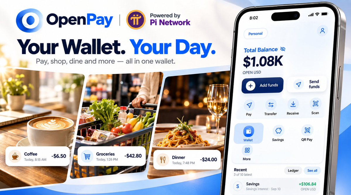 OpenPayTeam's tweet photo. Your Wallet. Your Day.
From morning coffee and groceries to dinner and everyday payments, OpenPay brings your daily transactions together in one convenient digital wallet.
Simple for everyday life. Powered by Pi Network.
https://t.co/QAgTqTGHj7
#OpenPay #OUSD #PiNetwork #Pi #OpenUSD