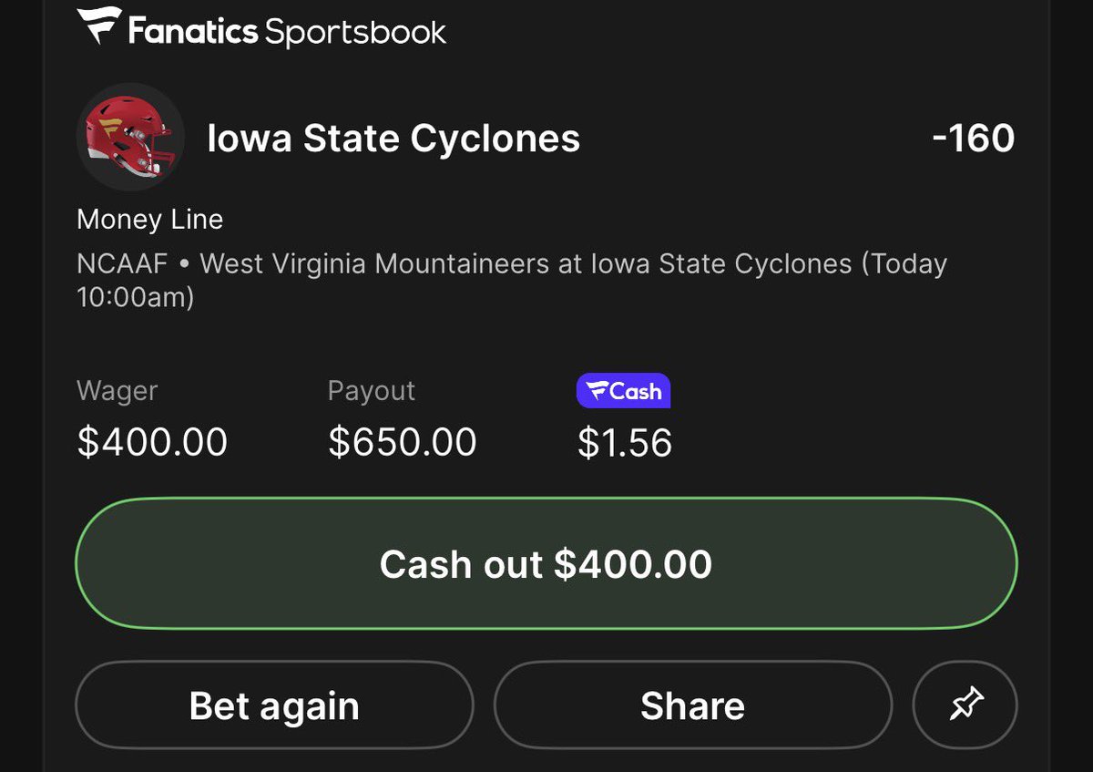 PmillAi's tweet photo. 🏈 Iowa State Cyclones ML 🏈 https://t.co/IvLZrEN33X
