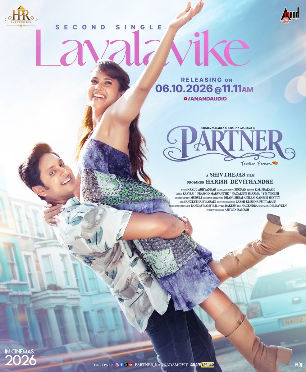 aanandaaudio's tweet photo. Lavalavike- second single from #partner releasing on 06.10.2026 @11.11am on @aanandaaudio udio YT channel. 

@AjaiRao @brinda_ba18 @RShivatejas @HarishDHPR @NakulAbhyankar @Nagarjunsharma2 @KunalGanjawalla
@LaxmiKrishna14 https://t.co/2aBdqpnew2