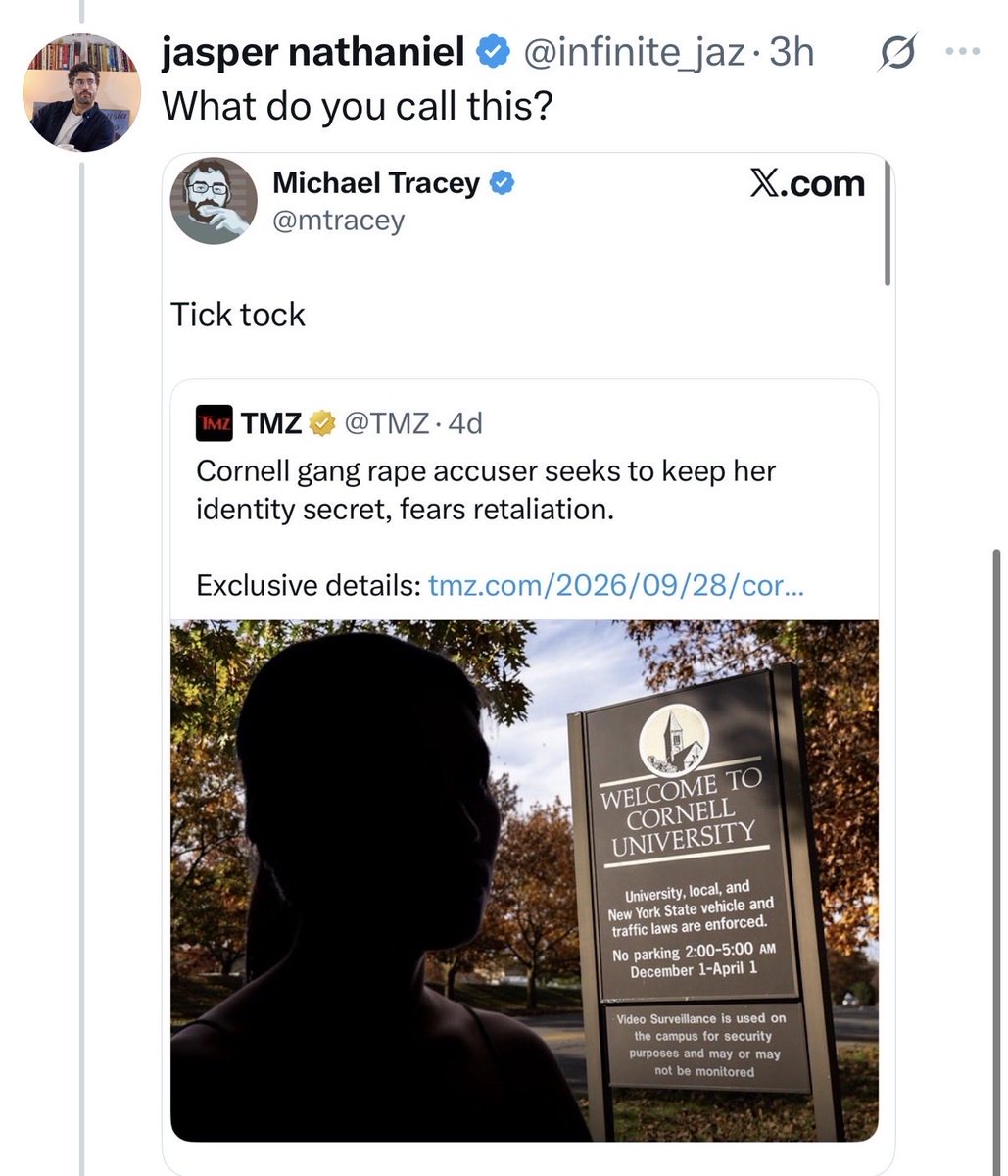 infinite_jaz's tweet photo. It is actually quite pitiful to watch @mtracey try to gaslight people into believing that he never exhibited any personal animus toward “Jane Doe” after the obscene display we all saw. At least show a little backbone and stand behind your repulsive conduct! https://t.co/2F6mEfLv6n