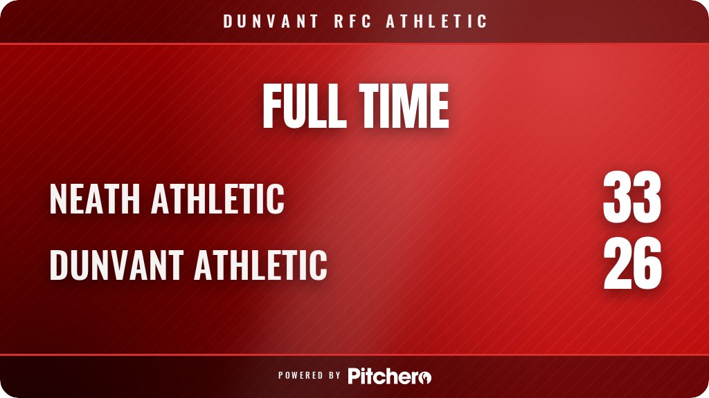 DunvantRFC's tweet photo. FULL TIME: Neath Athletic 33 - 26 Dunvant Athletic
#NEADUN #Pitchero
https://t.co/4a7dcGMHrN https://t.co/0YPmbHBC0w