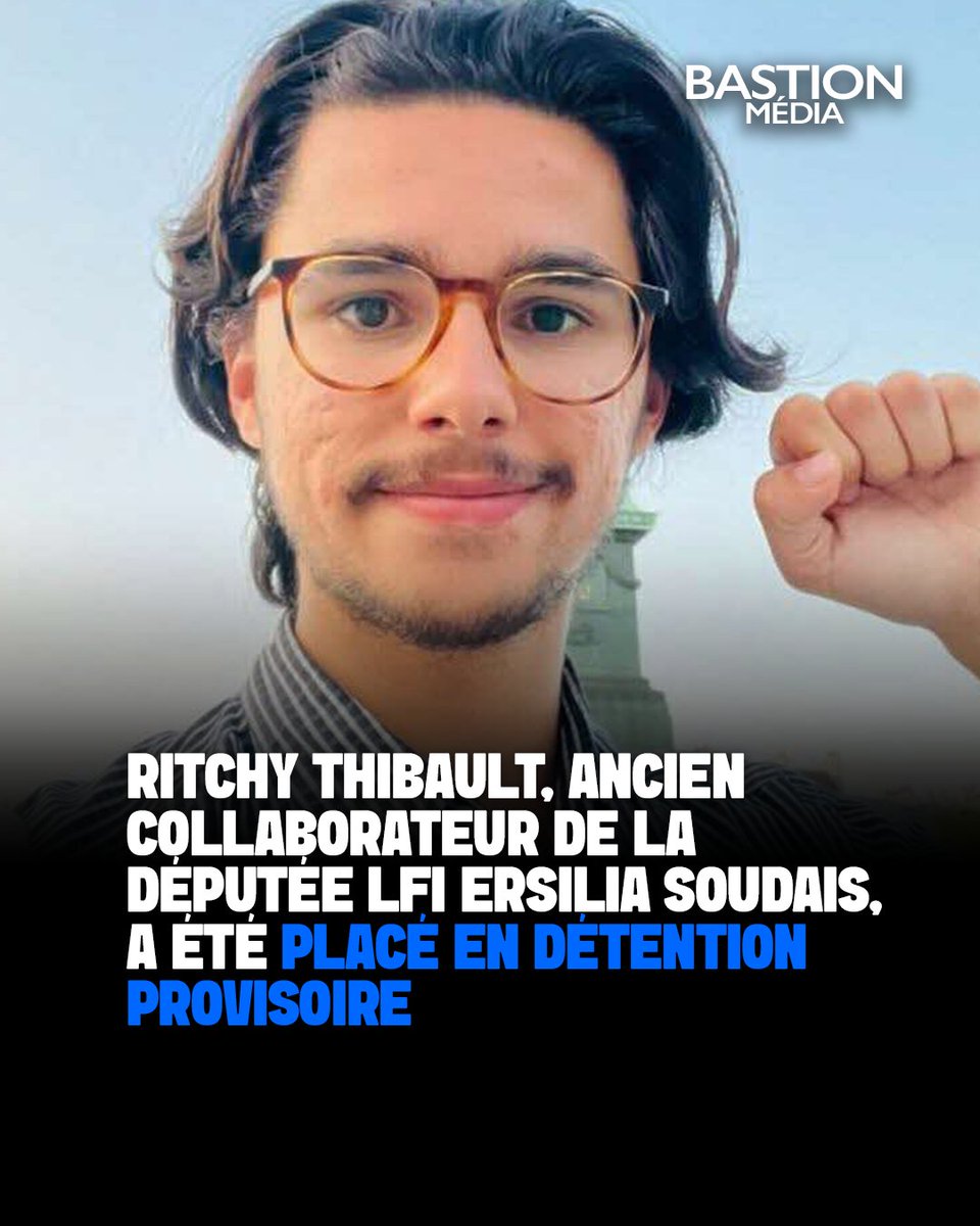 BastionMediaFR's tweet photo. 🔴🇫🇷 𝗙𝗟𝗔𝗦𝗛 𝗜𝗡𝗙𝗢 — Ritchy Thibault, ex-collaborateur parlementaire de la députée LFI Ersilia Soudais, a été placé en DÉTENTION PROVISOIRE.

Il avait appelé à « attaquer tous les commissariats de ce pays », à « mettre le feu à l’Élysée » et à « tout péter ». https://t.co/LbwHTMmNkZ