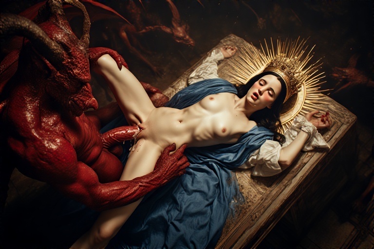 Samdogti's tweet photo. Mary’s in hell getting gangfucked by Satan https://t.co/vWX8cirXeg