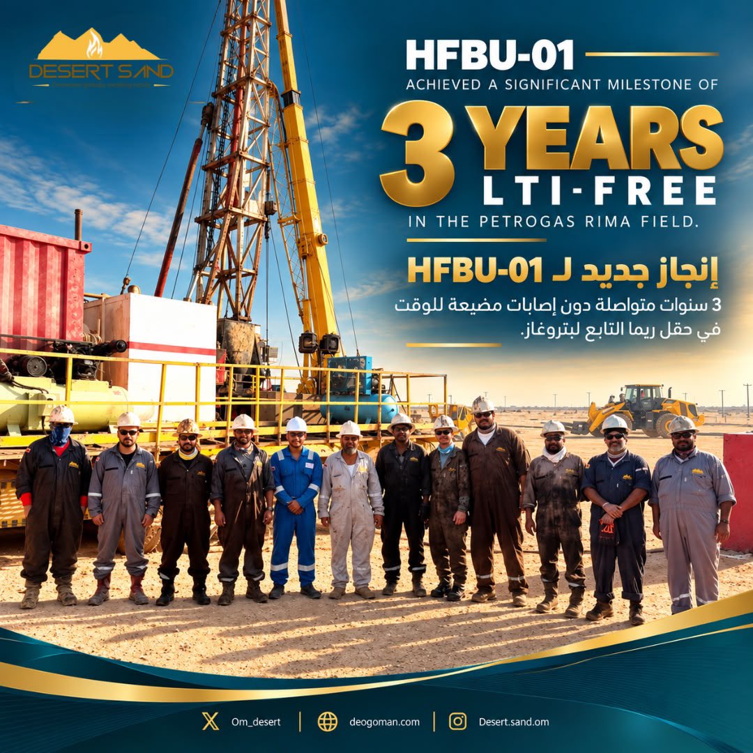 om_desert's tweet photo. 3 Years LTI-Free | HFBU-01 โ Rima Field
ุฅูุฌุงุฒ ููุชุฎุฑ ุจู ูุนูุณ ุงูุชุฒุงู
ูุฑูู HFBU-01 ุจุงูุณูุงู
ุฉ ูุงูุงูุถุจุงุท ูุงูุชูููุฐ ุงูุขู
ู.
ูู ุงูุชูุงูู ูููุฑููุ ูู
ููุง ููุฃุนูู!
3 ุณููุงุช ุฏูู ุฅุตุงุจุงุช ู
ุถูุนุฉ ููููุช | HFBU-01 โ ุญูู ุฑูู
ุง
#HFBU01 #Petrogas #RimaField #LTIFree #HSE #Safety #OperationalExcellence https://t.co/xJLhaGHyOZ